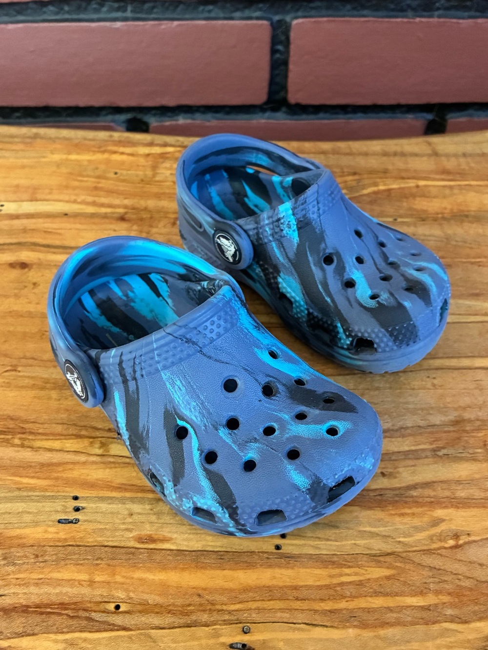 Toddler Blue Marbled Crocs - Size 6C